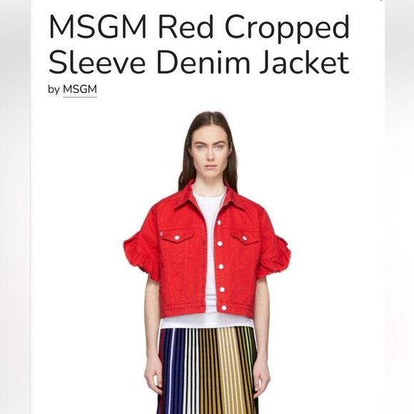 MSGM Red Cropped Jean Jacket size M NWT - Picture 1 of 6